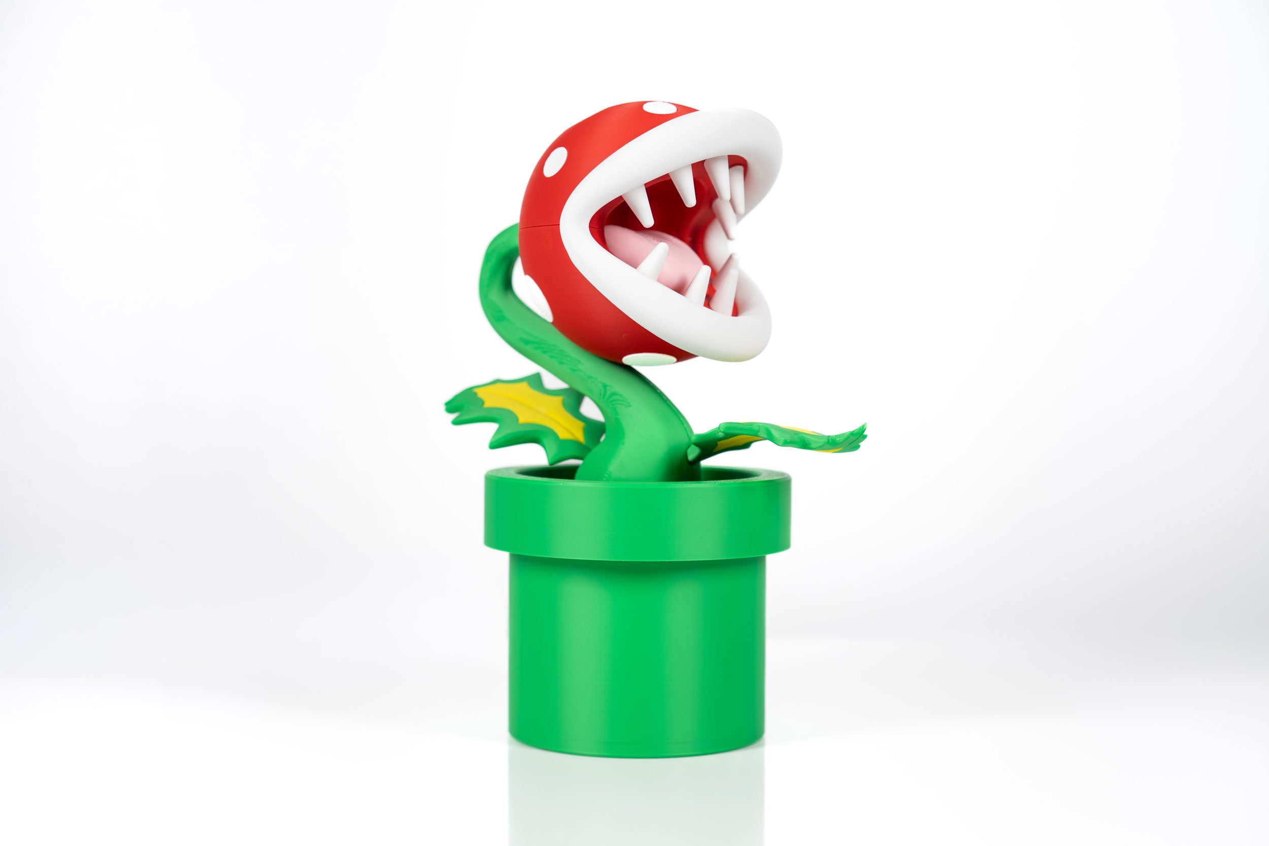 A 15-inch 3D printed piranha plant display.
