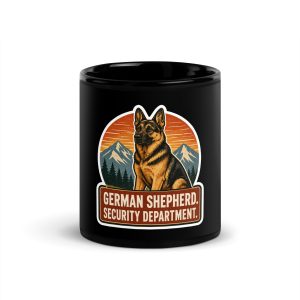 Black Coffee Mug, German Shepherd Gift: German Shepherd. Security Department.