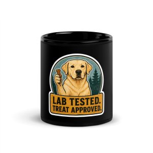 Black Coffee Mug, Labrador Gift: Lab Tested. Treat Approved.