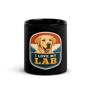 Black Coffee Mug, Labrador Gift: I Love My Lab