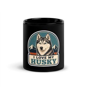 Black Coffee Mug, Husky Gift: I Love My Husky