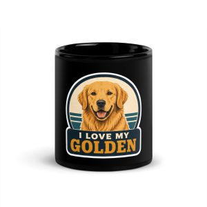 Black Coffee Mug, Golden Retriever Gift: I Love My Golden