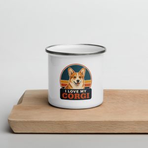 Enamel Camp Mug, Corgi Gift: I Love My Corgi