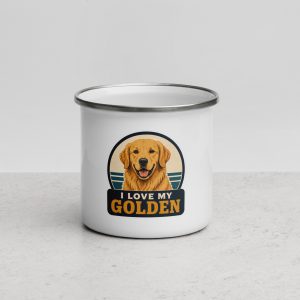 Enamel Camp Mug, Golden Retriever Gift: I Love My Golden
