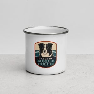 Enamel Camp Mug, Border Collie Gift: I Love My Border Collie