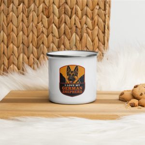 Enamel Camp Mug, German Shepherd Gift: I Love My German Shepherd