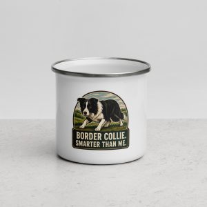 Enamel Camp Mug, Border Collie Gift: Border Collie. Smarter Than Me.