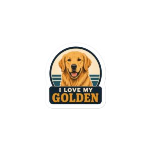 Golden Retriever Vinyl Sticker: I Love My Golden