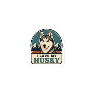 Siberian Husky Vinyl Sticker: I Love My Husky