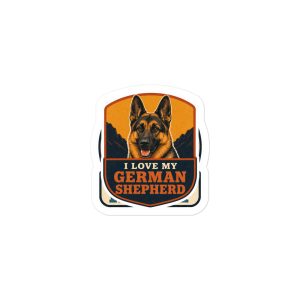 German Shepherd Vinyl Sticker: I Love My German Shepherd