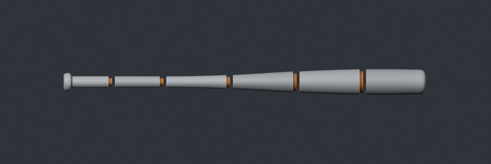 Exploded view of the 64-inch bat divided into six printable sections.