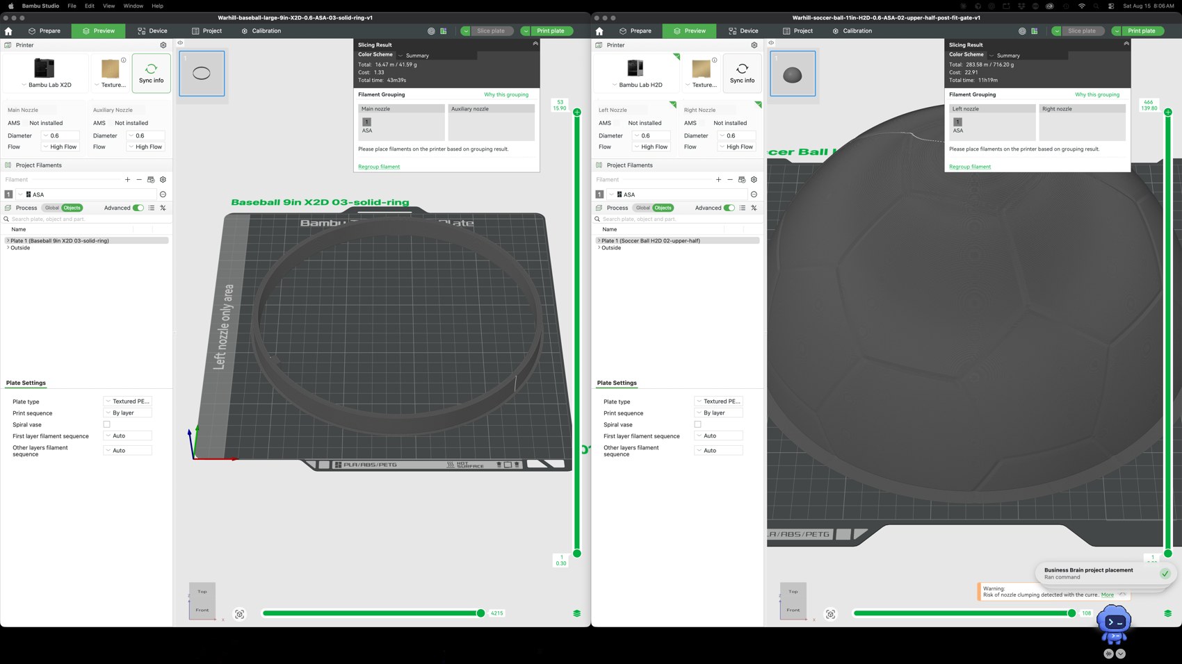 Two printers running large-format production queues