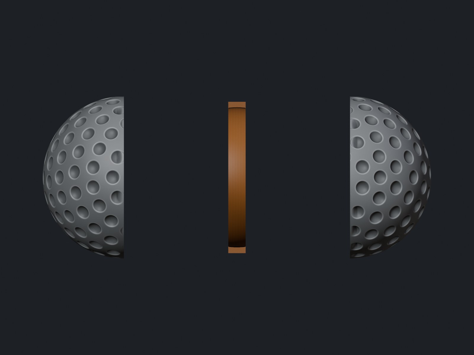 Version 6 field-hockey ball, two shells with an alignment ring.