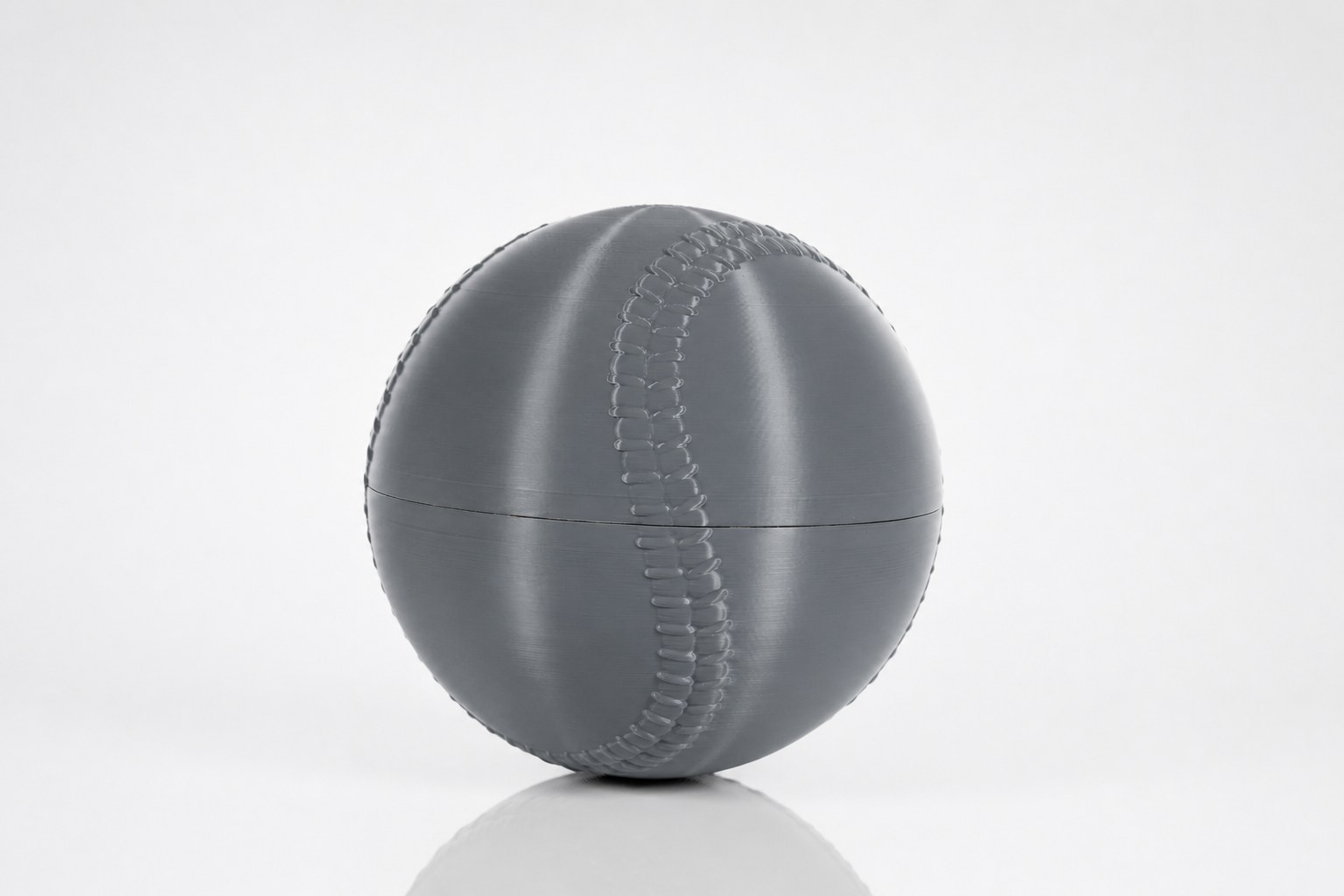 The finished 9-inch printed baseball with raised stitching.