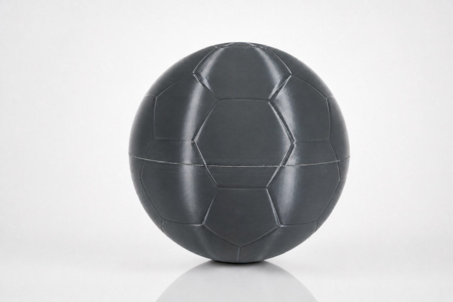 The finished 11-inch printed soccer ball in gray ASA.