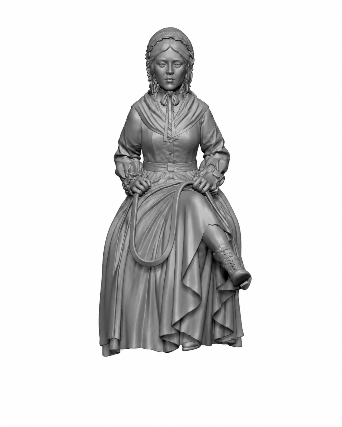 Front view of the isolated sidesaddle rider.